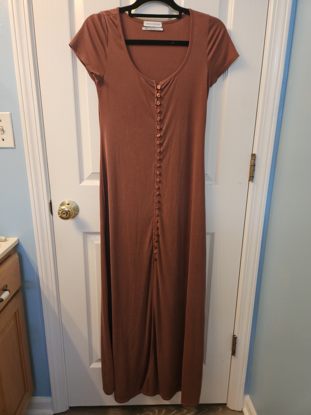 Urban Outfitters Rust Scoop-Neck Button-Front Maxi Dress